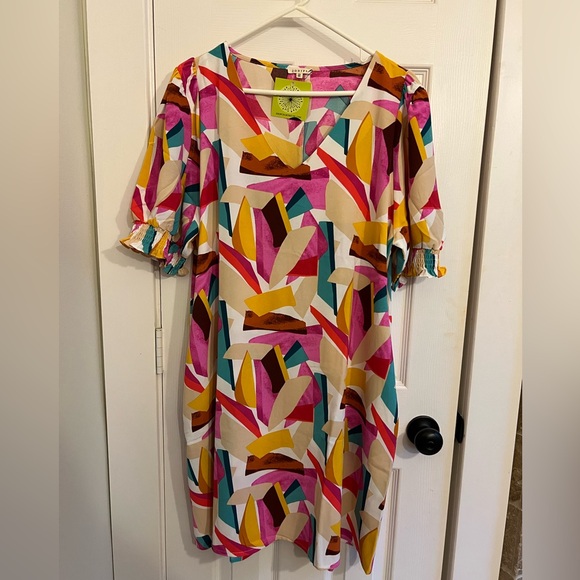 JODIFL Clare Print V neck colorful Dress - Picture 1 of 3